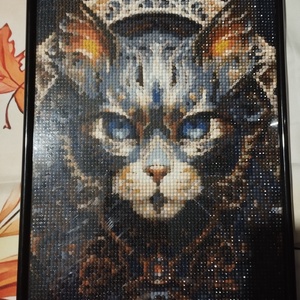 Macskás gyémántkirakó kép (kész), Otthon & Életmód, Dekoráció, Kép & Falikép, 3d képek, Fotó, grafika, rajz, illusztráció, Mindenmás, MESKA