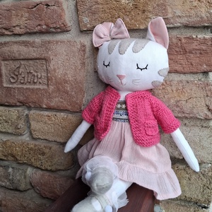 Csipke a cicalány - öltöztethető varrott macska figura - Meska.hu