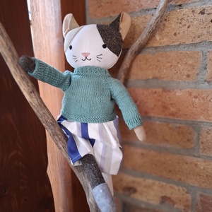 Bendegúz a cica fiúcska- öltöztethető varrott macska figura - játék & sport - plüssállat & játékfigura - más figura - Meska.hu