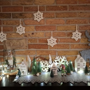 Hópehely - törtfehér/natúr - karácsony - karácsonyi lakásdekoráció - karácsonyfadíszek - Meska.hu