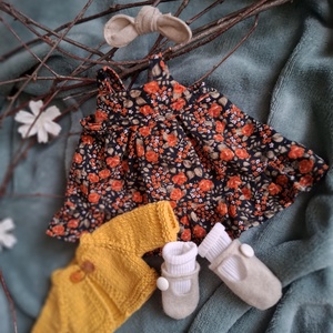 Virágmintás lánykaruha szett varrott állatfigurához - játék & sport - baba & babaház - játékbaba, babakellék - Meska.hu