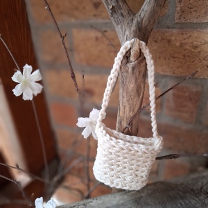 Horgolt válltáska törtfehér - mini - Meska.hu