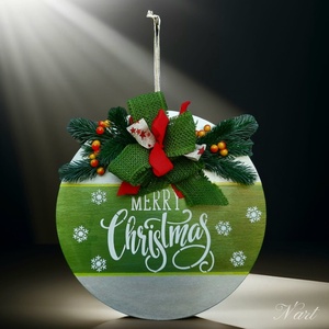 Karácsonyi ajtódísz, Karácsony, Karácsonyi lakásdekoráció, Karácsonyi ajtódíszek, Famegmunkálás, Festett tárgyak, MESKA