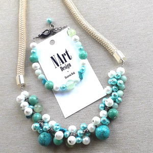  Türkiz �lom �kszerszett -  - Meska.hu