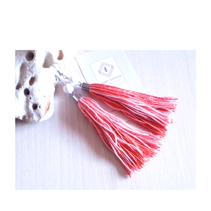 Melange-Mályva bojtos fülbevaló  - ékszer - fülbevaló - lógó fülbevaló - Meska.hu