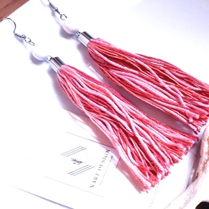 Melange-Mályva bojtos fülbevaló  - Meska.hu