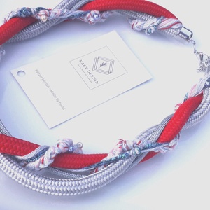 Akció! Piros-szürke fúzió statement nyaklánc - ékszer - nyaklánc - statement nyaklánc - Meska.hu