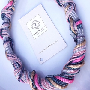 Magenta-kék-szürke statement nyaklánc - Meska.hu