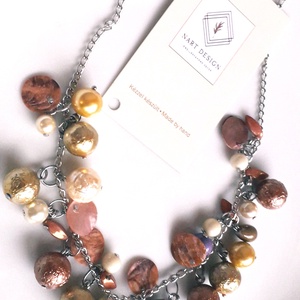 Színes, ünnepi üveggyöngy ékszerszett - ékszer - nyaklánc - gyöngyös nyaklánc - Meska.hu