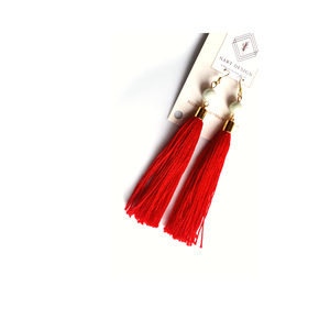 Piros bojt fülbevaló  - ékszer - fülbevaló - lógó fülbevaló - Meska.hu