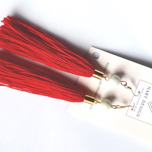 Piros bojt fülbevaló  - ékszer - fülbevaló - lógó fülbevaló - Meska.hu