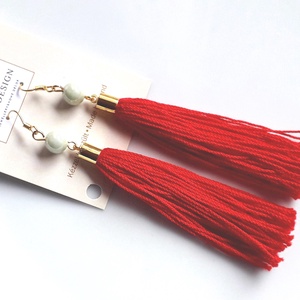 Piros bojt fülbevaló  - ékszer - fülbevaló - lógó fülbevaló - Meska.hu