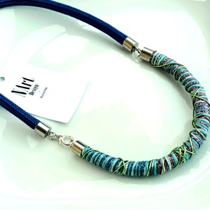 Kék tenger fonal, zsinór nyaklánc - ékszer - nyaklánc - statement nyaklánc - Meska.hu