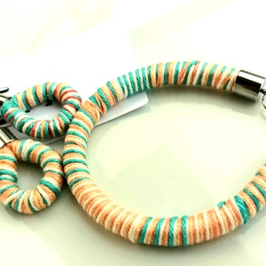 Türkiz, barack fonal ékszerszett - ékszer - ékszerszett - Meska.hu