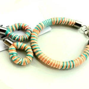 Türkiz, barack fonal ékszerszett - ékszer - ékszerszett - Meska.hu