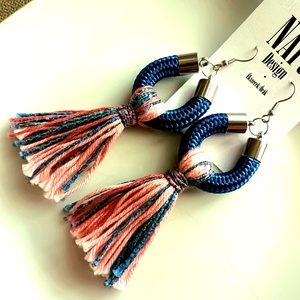 Kék, rózsaszín design fülbevaló - Meska.hu