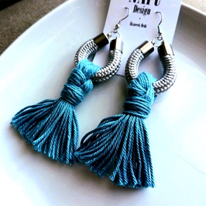 Türkiz Design fülbevaló - ékszer - fülbevaló - rojtos fülbevaló - Meska.hu