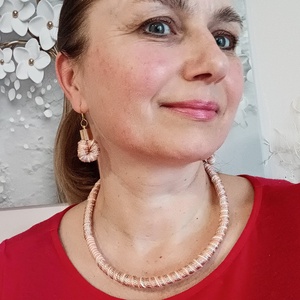 Brilles barack, beige fonal ékszer, Ékszer, Nyaklánc, Statement nyaklánc, Ékszerkészítés, Horgolás, MESKA