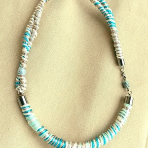 Türki-beige fonal statement nyaklánc - ékszer - nyaklánc - statement nyaklánc - Meska.hu