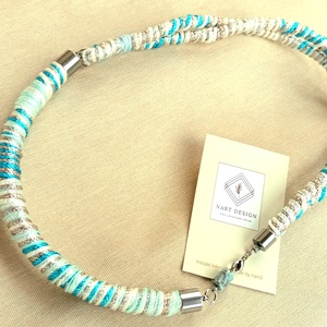 Türki-beige fonal statement nyaklánc - ékszer - nyaklánc - statement nyaklánc - Meska.hu