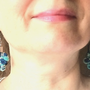 Kék, csomózott Design fülbevaló - ékszer - fülbevaló - lógó csepp fülbevaló - Meska.hu