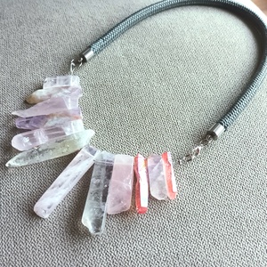 Lila, rózsaszín ásvány nyaklánc - Meska.hu