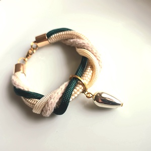 Zsinór, kötél katkötő üveggyönggyel, Ékszer, Karkötő, Fonott karkötő, Ékszerkészítés, Gyöngyfűzés, gyöngyhímzés, MESKA