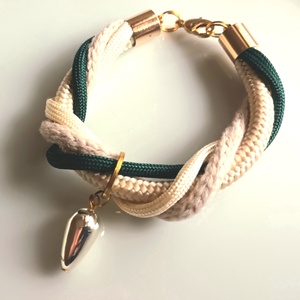 Zsinór, kötél katkötő üveggyönggyel - ékszer - karkötő - fonott karkötő - Meska.hu