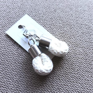 Ekrü színű, pamut zsinór fülbevaló - ékszer - fülbevaló - lógós kerek fülbevaló - Meska.hu