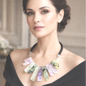 Lila, zöld, fekete ásvány nyaklánc - Meska.hu