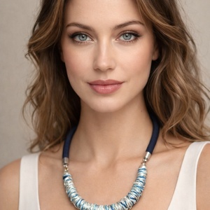 Kék mánia, ezüst fonal,  zsinór nyaklánc - ékszer - nyaklánc - statement nyaklánc - Meska.hu