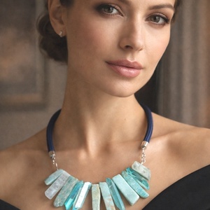 Türkíz ásvány nyaklánc - ékszer - nyaklánc - statement nyaklánc - Meska.hu