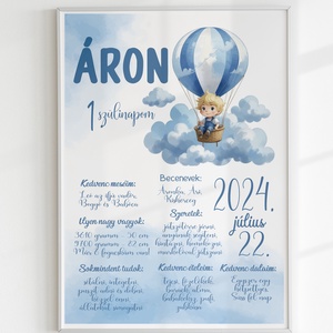 1. szülinapom plakát - emlékőrző, Otthon & Életmód, Babaszoba, gyerekszoba, Babaszoba dekoráció, Fotó, grafika, rajz, illusztráció, MESKA