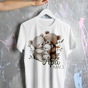 Páros póló - anya, apa maci - ruha & divat - női ruha - póló, felső - Meska.hu