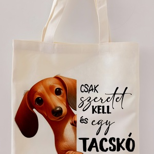 tacskó vászontáska, Táska & Tok, Bevásárlás & Shopper táska, Shopper, textiltáska, szatyor, Fotó, grafika, rajz, illusztráció, MESKA