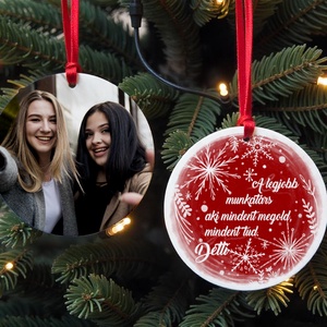 Karácsonyfadísz saját fotóval - egyéni felirattal, Karácsony, Karácsonyi lakásdekoráció, Karácsonyfadíszek, Fotó, grafika, rajz, illusztráció, MESKA