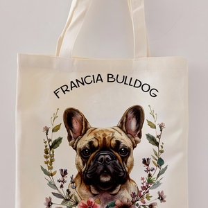 franciabulldog vászontáska, Táska & Tok, Bevásárlás & Shopper táska, Shopper, textiltáska, szatyor, Fotó, grafika, rajz, illusztráció, MESKA