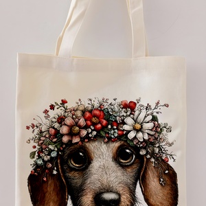 tavaszi tacsi vászontáska, Táska & Tok, Bevásárlás & Shopper táska, Shopper, textiltáska, szatyor, Fotó, grafika, rajz, illusztráció, MESKA