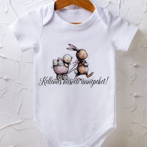 Húsvéti body - egyedi grafikával, Baba - mama, Babaruházat, Baba body, Fotó, grafika, rajz, illusztráció, MESKA