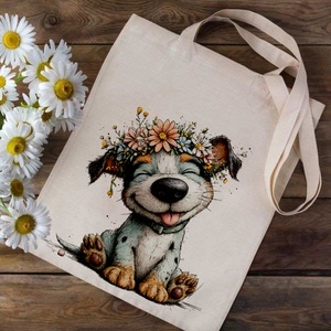 Vidám kutyus -  vászontáska - többféle grafikával, Táska & Tok, Bevásárlás & Shopper táska, Shopper, textiltáska, szatyor, Fotó, grafika, rajz, illusztráció, MESKA