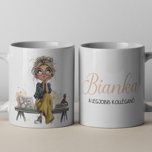 Bögre - legjobb kolléganő, névre szóló grafikával, Otthon & Életmód, Konyhafelszerelés, tálalás, Tálalás, Bögre & Csésze, Fotó, grafika, rajz, illusztráció, MESKA