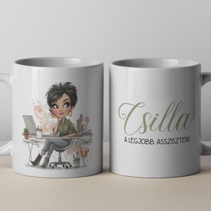 Bögre - legjobb asszistens, névre szóló grafikával - Meska.hu