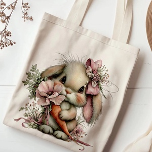 húsvéti nyuszi vászontáska, Táska & Tok, Bevásárlás & Shopper táska, Shopper, textiltáska, szatyor, Fotó, grafika, rajz, illusztráció, MESKA