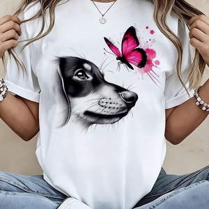 tacskó-pillangó póló, Ruha & Divat, Női ruha, Póló, felső, Fotó, grafika, rajz, illusztráció, MESKA