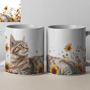 Cica -napgraforgók -  bögre , Otthon & Életmód, Konyhafelszerelés, tálalás, Tálalás, Bögre & Csésze, Fotó, grafika, rajz, illusztráció, MESKA