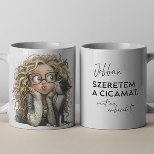 Bögre - cicás, egyedi grafikával - Meska.hu