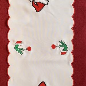 Karácsonyi terítő Grinch mintával, , Hímzés, Varrás, MESKA