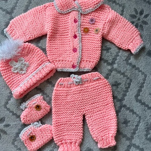 Kötött babaruha szett - ruha & divat - babaruha & gyerekruha - babafotózási ruha és kellék - Meska.hu