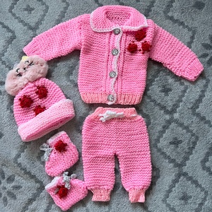 Kötött babaruha szett - ruha & divat - babaruha & gyerekruha - babafotózási ruha és kellék - Meska.hu