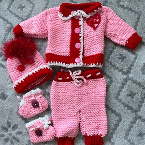 Kötött babaruha szett - Meska.hu